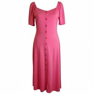 Pink Martini Collection Maureen Pink Button-Down Midi Dress